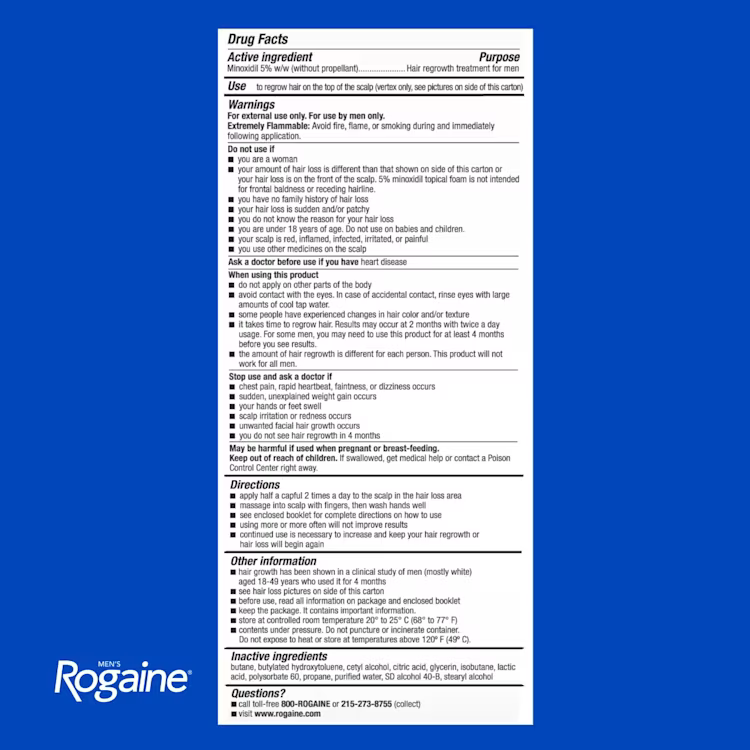 Men's ROGAINE® 5% Minoxidil Unscented Foam - 3-Month Supply