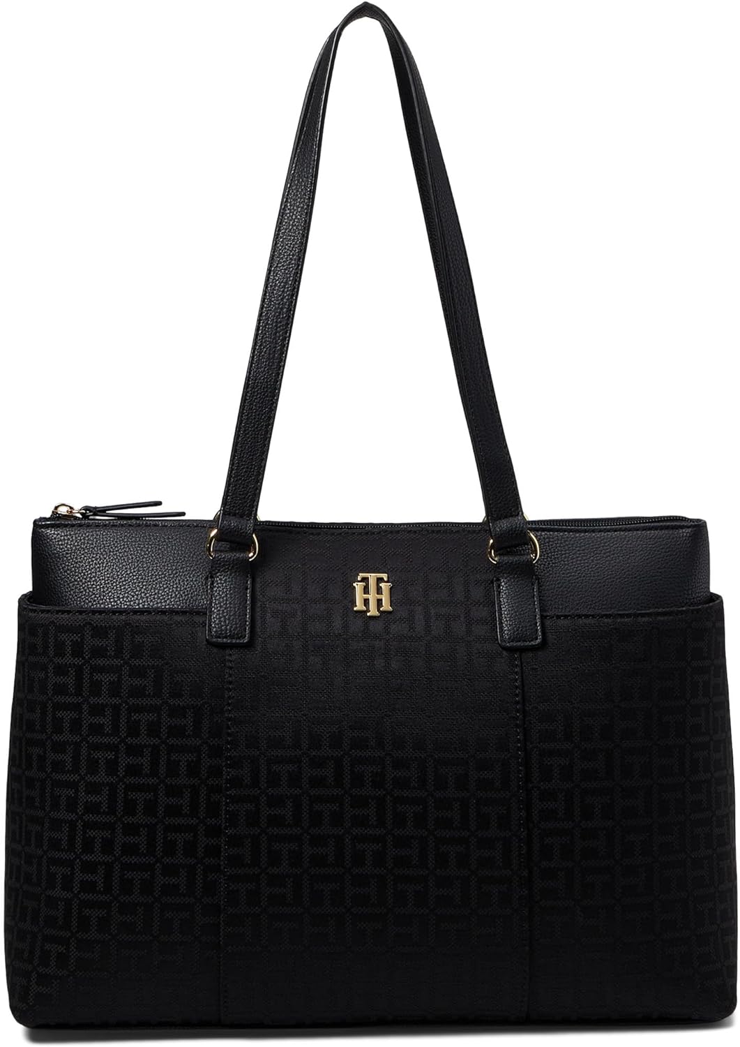 TOMMY HILFIGER Metallic Logo Monogram Evelyn Tote Bag