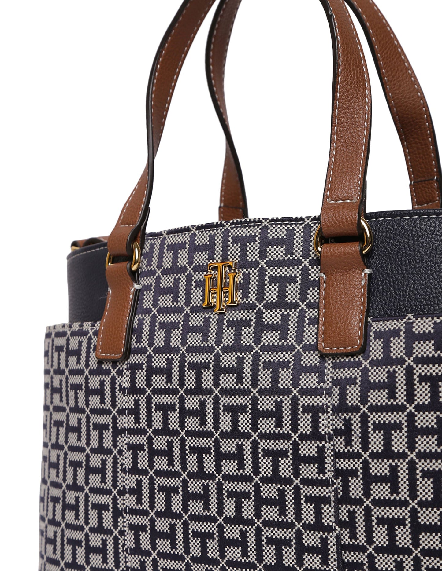 TOMMY HILFIGER Jacquard Monogram Satchel Handbag