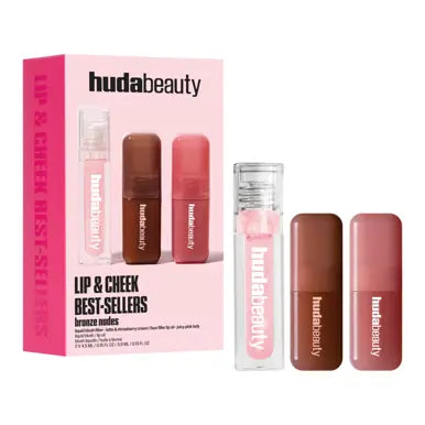 Huda Beauty Bronze Nude Lip And Cheek Best Sell Kit