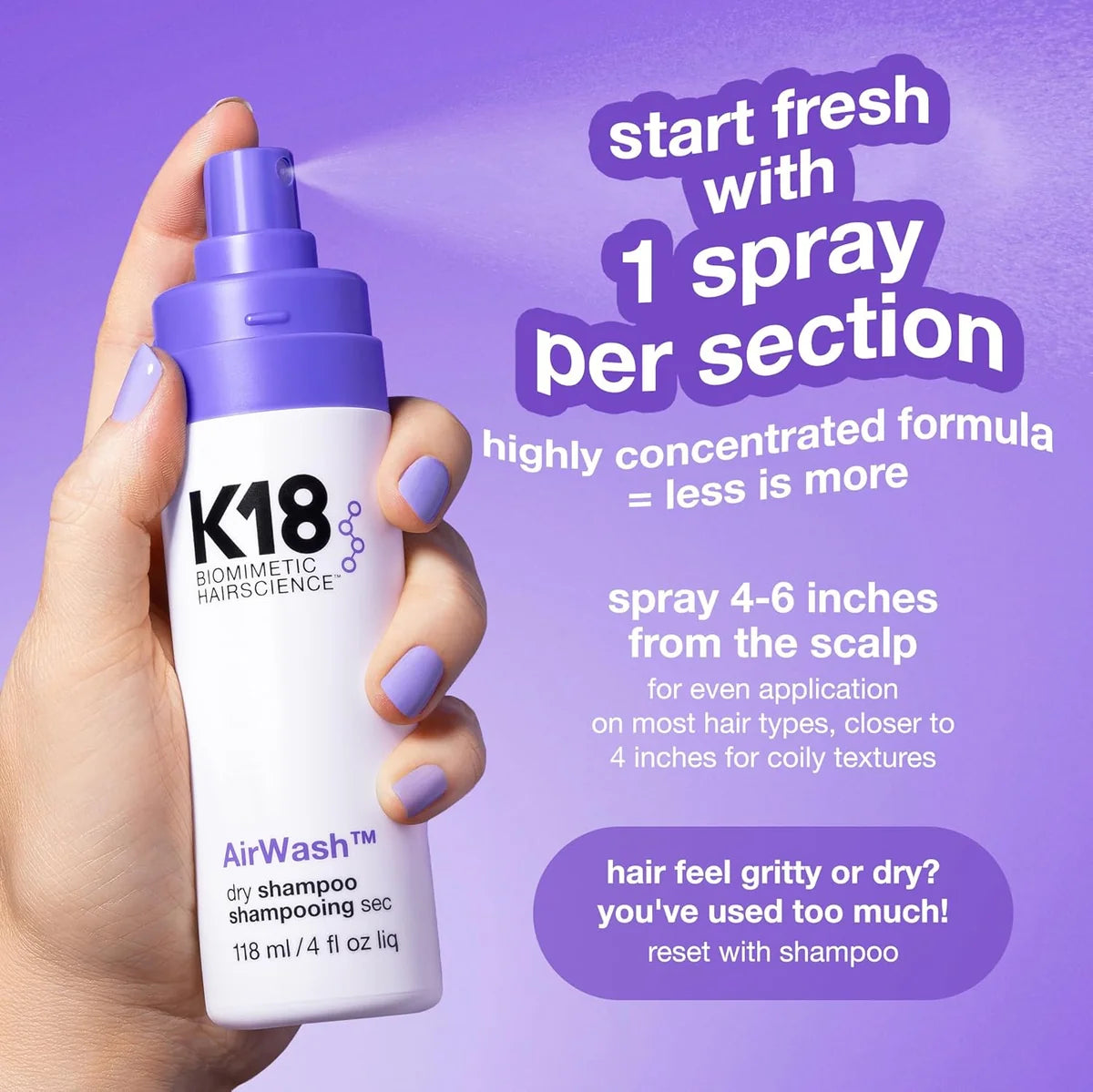 K18 Airwash Dry Shampoo - 118 Ml