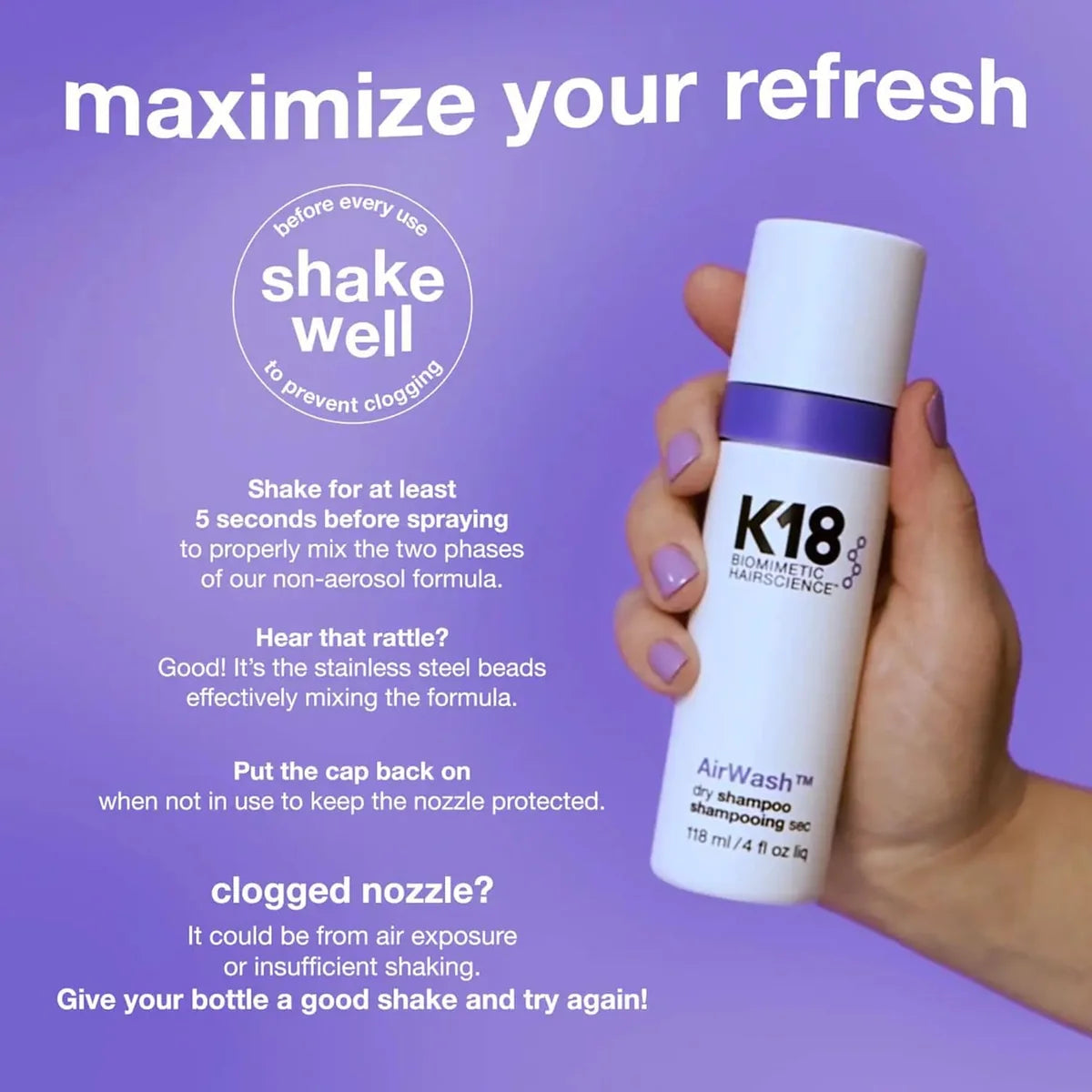 K18 Airwash Dry Shampoo - 118 Ml