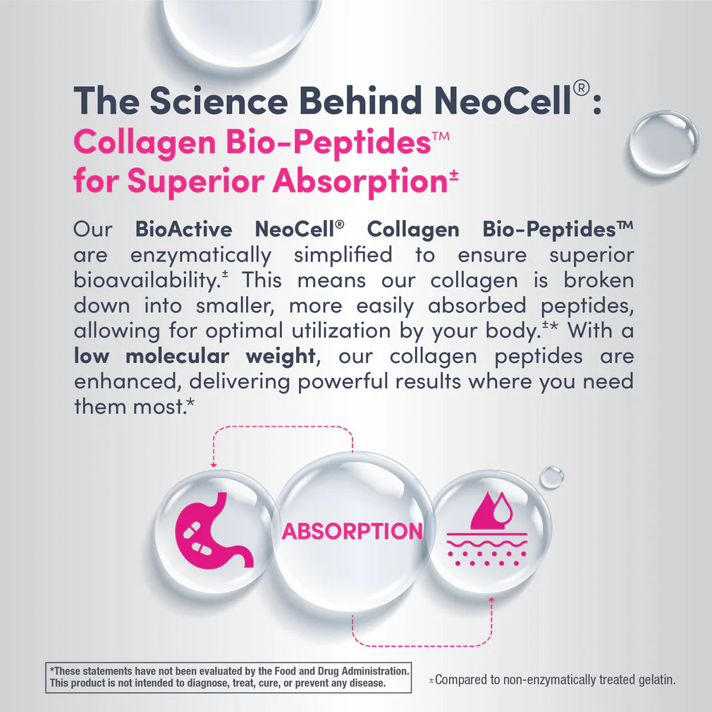 NeoCell Grassfed Collagen Peptides + C & Biotin, 6000 mg, 180 Caplets