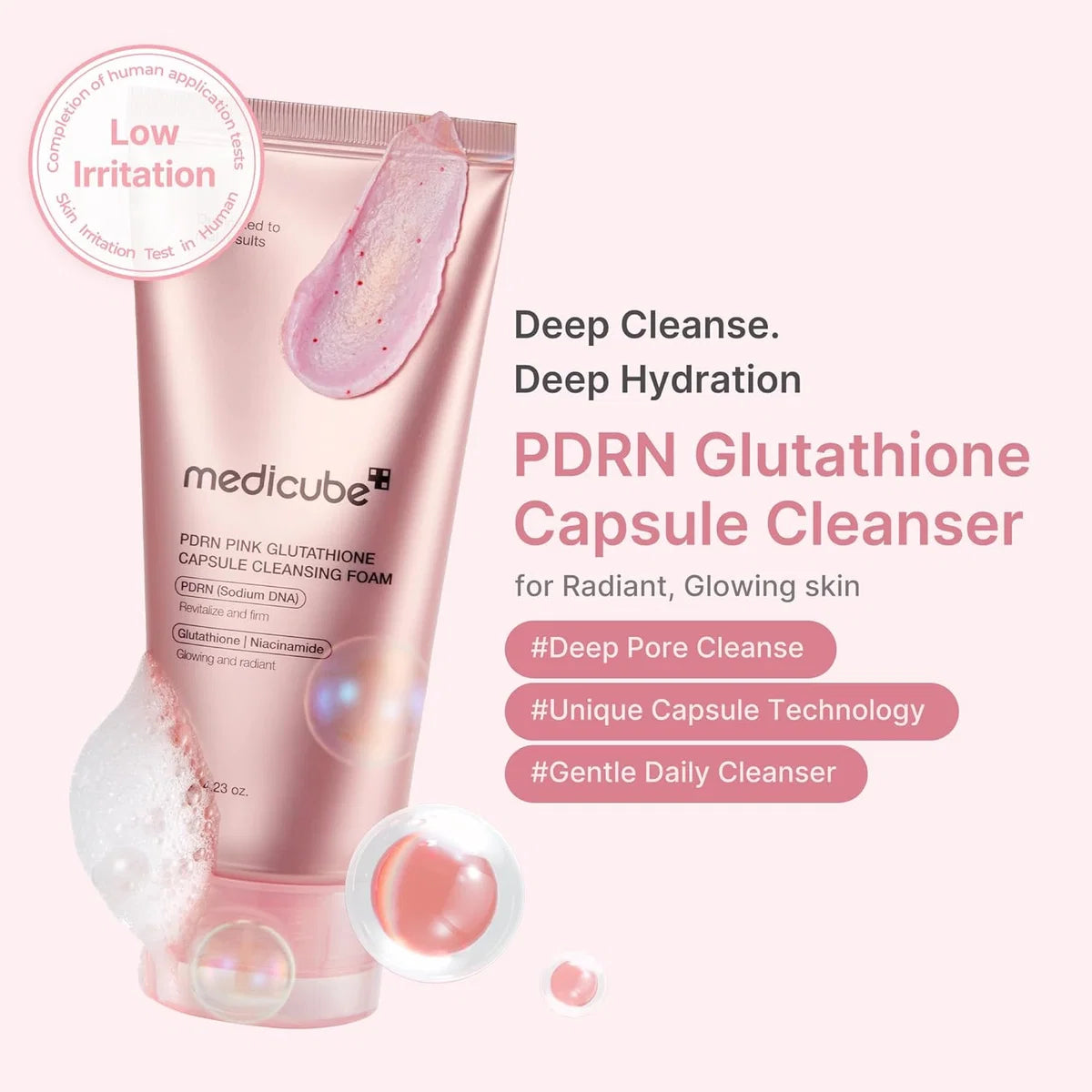 Medicube PDRN Pink Glutathione Capsule Cleansing Foam 120 g