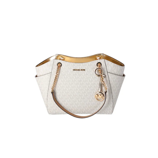 Michael Kors Large Chain Mk Signature Tote Handbag Bag-Vanilla