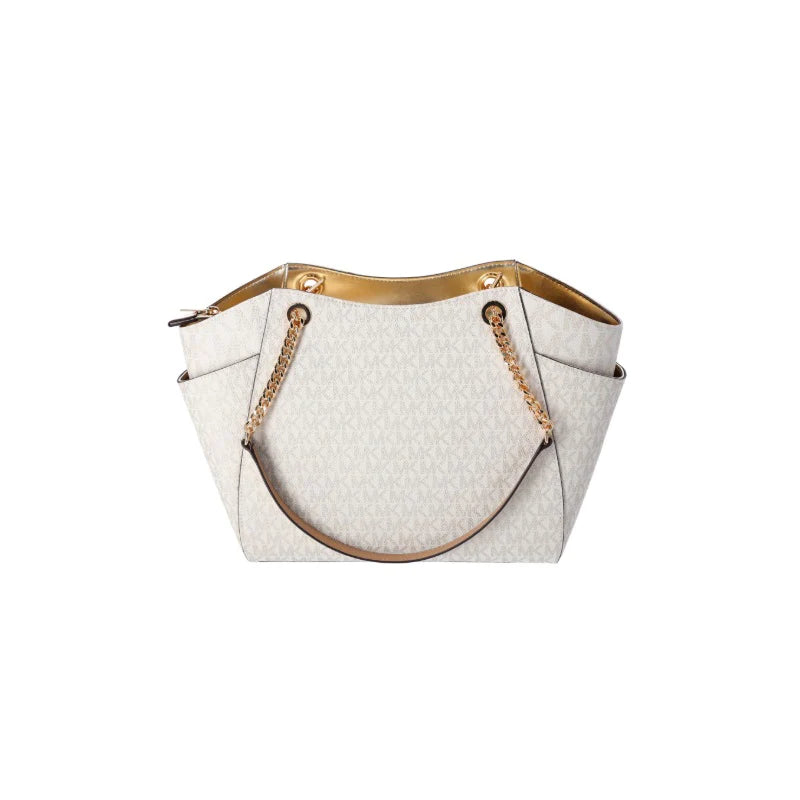 Michael Kors Large Chain Mk Signature Tote Handbag Bag-Vanilla